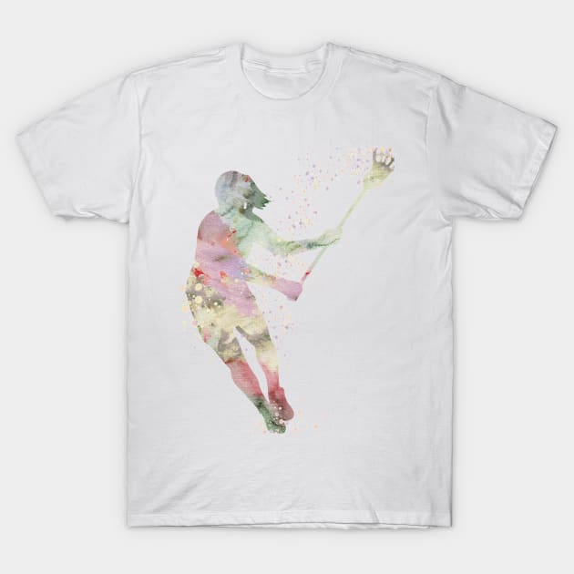 Girl Lacrosse Player | Watercolor Silhouette Sport Gift T-Shirt by LotusGifts